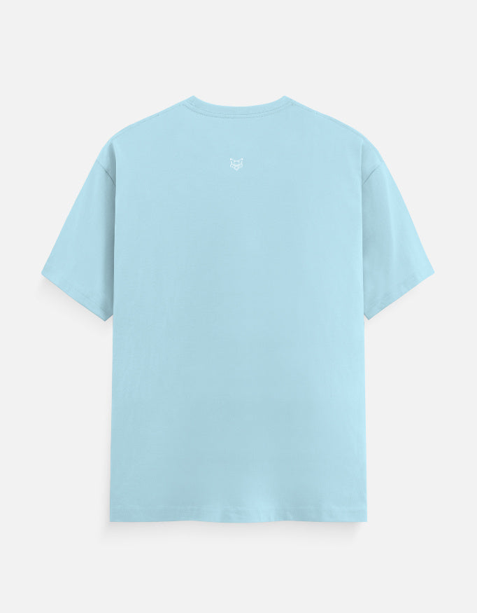 Light blue short sleeve t-shirt with small white fox face logo on back, plain background