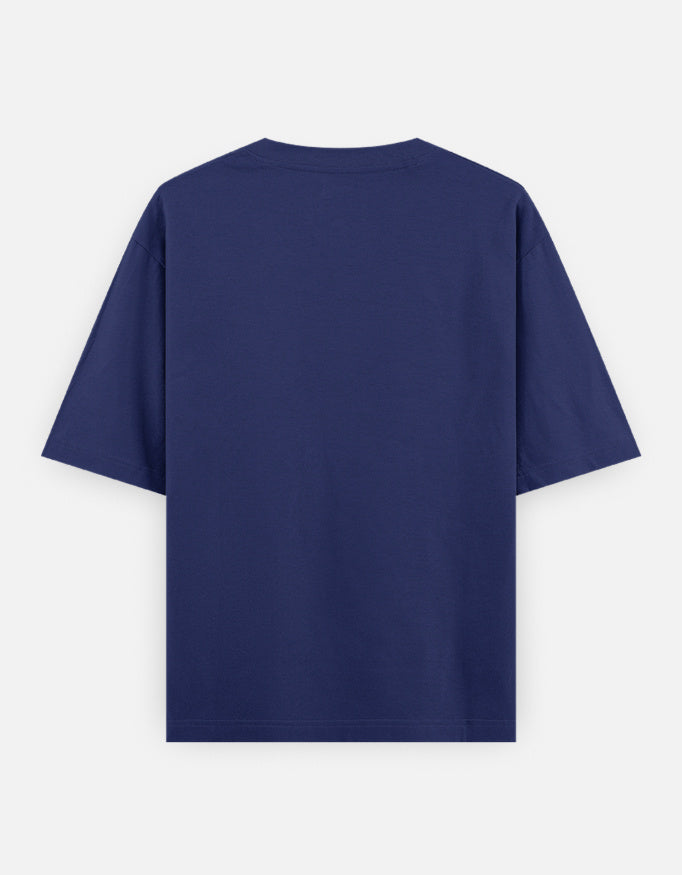 Navy blue t-shirt on a white background