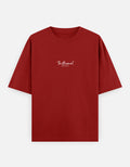 Red unisex t-shirt with 'The Movement Instinct' white text on chest, short sleeves