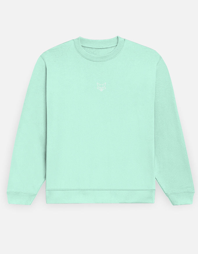 Light green sweatshirt on a light gray background